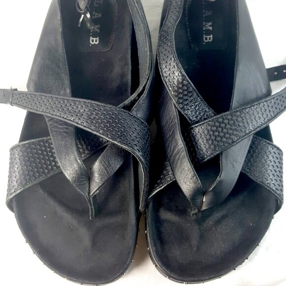 L.A.M.B Black Studded Leather Strappy Sandals Rare Goth Sandals Women's Size 8.5 - Picture 3 of 8